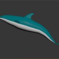 Detailed 3D Blue Dolphin Model on Dark Background with Shiny Reflection