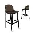 Modern Leather Bar Stools With Dark Sleek Legs And Ergonomic Backrest Design