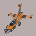 Orange Modern Fighter Jet With Multiple Jet Engines And Sleek Aerodynamic Design 3d model