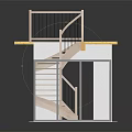 Modern Staircase Design With Wooden Treads White Railing And Landing Platform