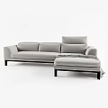 Modern Light Gray Sectional Sofa With Upholstered Fabric Black Legs And Ottoman