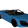 Blue Convertible Car Top View With Interior Cockpit Seats And Dashboard