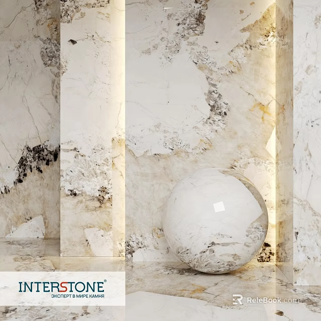 Modern Marble Components With Columns And Sphere In Textured Interior Design 3d model 
