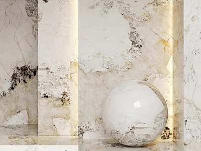 Modern Marble Components With Columns And Sphere In Textured Interior Design 3d model