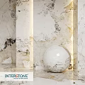Modern Marble Components With Columns And Sphere In Textured Interior Design