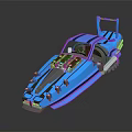 Blue Futuristic Sci Fi Vehicle With Stripes Open Cockpit And Sleek Design
