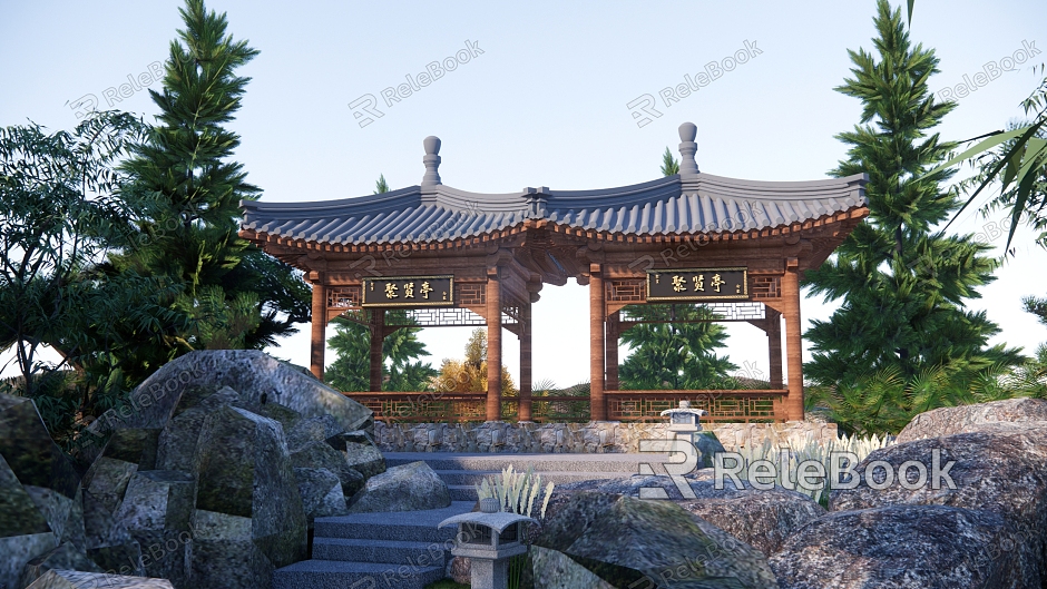 Chinese-style Pavilion Yuanyang Pavilion Ancient Pavilion Leisure Gallery Landscape Pavilion Hexagonal Pavilion Double-layer Pavilion Landscape Corridor Frame Leisure Pavilion Wooden Corridor model