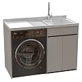 Modern Integrated Laundry Sink Cabinet With Washing Machine And White Countertop
