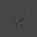 Flying Black Dragon Character With Green Eyes And Large Wings In Game And Movie