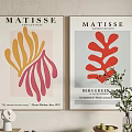 Matisse Abstract Art Wall Posters From Berggruen Gallery With Red Orange Pink Elements And Plants