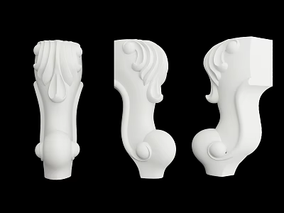 Decorative Columns with Intricate Carvings and Curved Patterns for Interior Design 3d model
