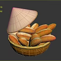 Orange Crescent Shaped Food In Textured Bowl With Conical Lid