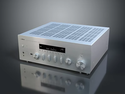 Denon Silver Audio Amplifier With Control Knobs And Music Studio Display Screen For Home Use 3d model