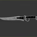 Sharp Metal Knife With Black Handle Metallic Accents Modern Design On Reflective Surface