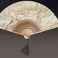 Decorative Fan Pendants with Traditional Landscape Painting Designs and Tassels