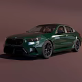 Dark Green Sporty Sedan Car With Sleek Exterior And Black Wheels