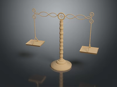Classic Ornate Balance Scale With Decorative Beam And Chain Suspended Trays 3d model