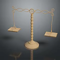 Classic Ornate Balance Scale With Decorative Beam And Chain Suspended Trays