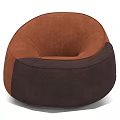 Comfortable Modern Single Seater Bean Bag Chair In Brown And Dark Brown Plush Fabric