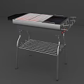 Portable Outdoor Grill With Silver Metal Body Red Indicator Lights And Lower Rack
