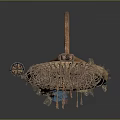Straw Woven Shield With Hay Bales Blue Cloth And Small Top Statue