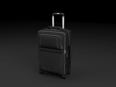 Practical Black Suitcase With Telescopic Handle Rolling Wheels And Multiple Compartments 3d model