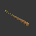 Classic Wooden Baseball Bat With Black Grip Handle On Dark Reflective Background