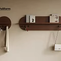 Poliform Wooden Wall Hooks With Circular And Long Designs Holding Keys Towel Books White Handbag