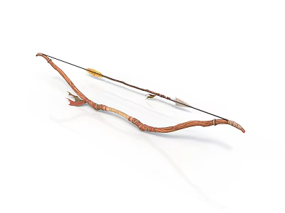 Traditional Wooden Bow and Arrow Handcrafted Archery Weapon with Classic Design 3d model