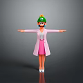 Animated Character And Mushroom Creature Wearing Green Hat Pink Coat Standing With Arms Outstretched