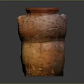 Terracotta Ceramic Vessel With Animal Head Skull Carvings And Red Brown Beige Textured Surface