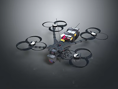 Advanced Multi Rotor Aerial Drone With Propellers And Camera Equipment Design 3d model