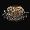 Elegant Crystal Ceiling Light With Gold Base And Decorative Glass Balls 3d model