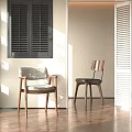 Stylish Accent Chairs With Light And Dark Upholstery And Wooden Frames In Modern Interior