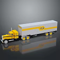 Yellow Truck Featuring White Container Yellow Stripe ICA Logo And Multiple Wheels