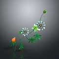 Green Vine Home Decor Ornament With Purple White Flowers Orange Fruit And Leaves