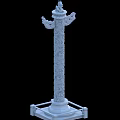 Traditional Carved Stone Pillar With Intricate Patterns And Decorative Top Design