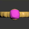 Gold Ring With Textured Band And Pink Gemstone For Fashion Accessory