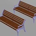 Outdoor Landscape Benches With Wooden Slats And Black Metal Frames For Park Areas