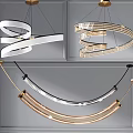 Modern Chandeliers With Curved Ring Spiral Metal White LED Lighting Fixtures Design
