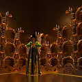 Elegant Figure In Elaborate Attire Amid Ornate Golden Structures And Intricate Decorations
