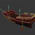 Traditional Wooden Watercraft Featuring Deck Railings Anchor Chain And Classic Design