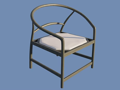 Modern Leisure Chair With Metal Frame White Cushion Seat And Curved Backrest 3d model