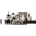 Classic Living Room Interior With Sofa Coffee Table Set Chandelier Wall Art And Curtains