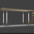 Bus Stop Road Facility With Shelter Roof White Columns And Information Board