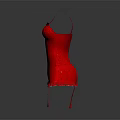 Red Satin Slip Dress With Delicate Lace Trim And Bow Accents