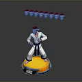 Karate Character in White Uniform Black Belt on Yellow Base With Multiple Heads Above