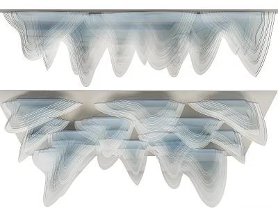 Unique Modern Artistic Chandelier With Layered Wavy Transparent Acrylic Design 3d model