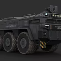 Modern Tactical Military Tank With Black Armored Body Six Wheels And LED Lights