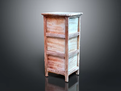 Wooden Three Tier Open Shelf Storage Unit With Natural Wood Finish And Support Legs 3d model